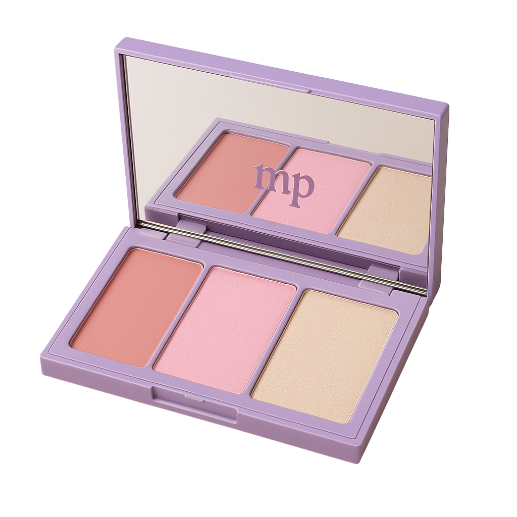 Dewy blush palette swatches showing soft, radiant shades